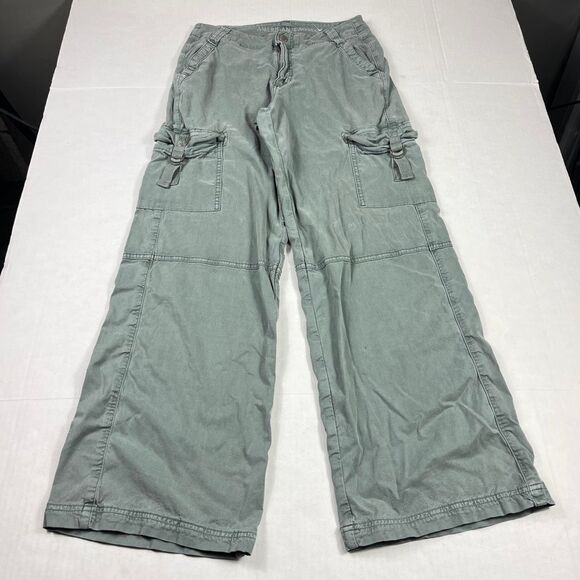 American Eagle Outfitters Pants - American Eagle Womens Super High Rise Cargo Pants Green Y2K Wide Leg Baggy 0